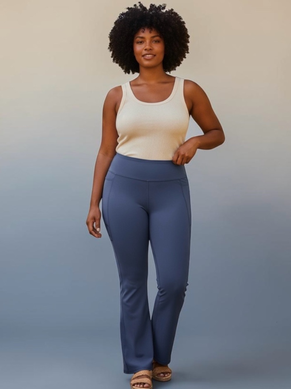 Outdoor Voices FrostKnit Flare Pants Leggings Sz XXL Blue Active Performance NWT